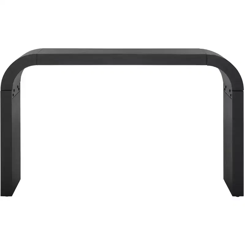 Curved Console Table, Okume Wood Veneer, Bold Curved Edges, Holds 200 lbs, Natural Finish, Indoor