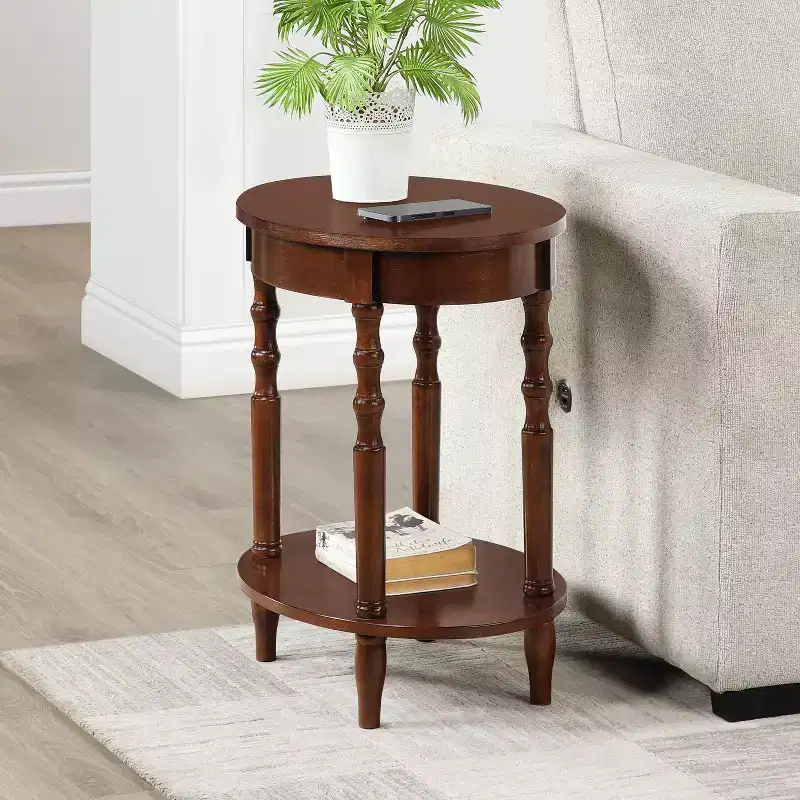 24 in.H Brown Color Oval MDF (Medium-Density Fiberboard) Table Top End Table 1 -piece