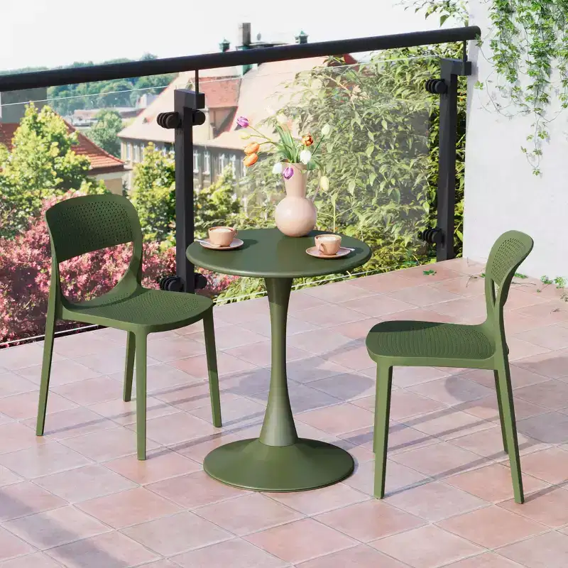 WestinTrends Playa Modern Stackable Plastic Resin Patio Dining Side Chair (Set of 2)
