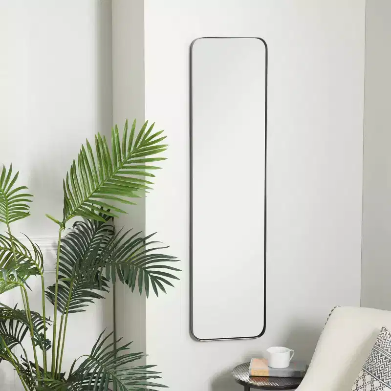 Metal Rectangle Wall Mirror with Thin Frame, 47.5 x 12 Inch