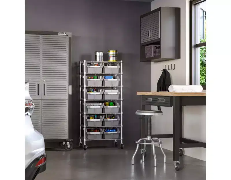 7-Tier NSF-Certified 22-Bin Rack Storage System, Steel Wire with Mobile Wheels and Leveling Feet