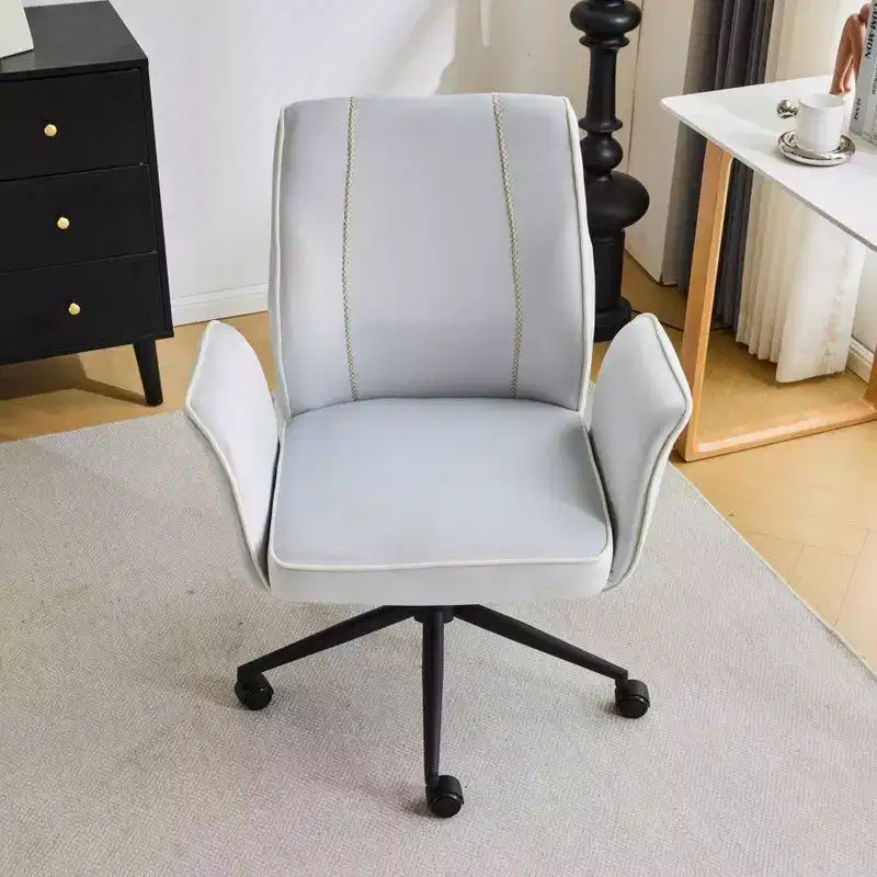 Karl Home | 28.5 inch White Velvet Dovetail Swivel Office Chair With Wheels