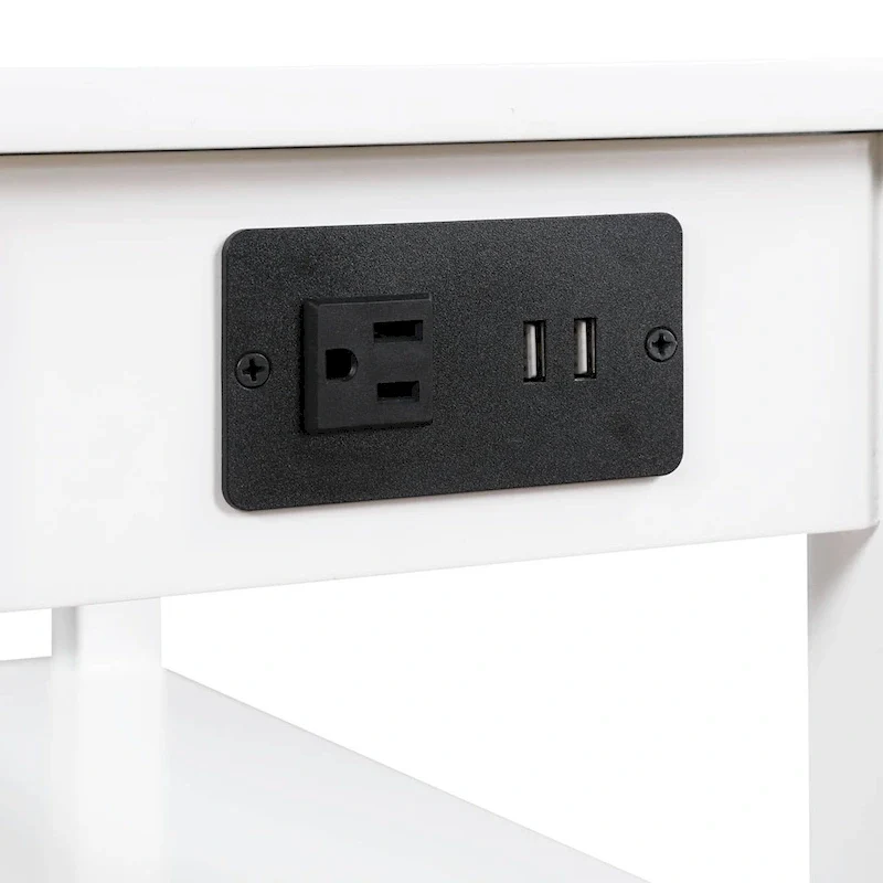 1 Drawer Chairside End Table with Charging Station and Shelves