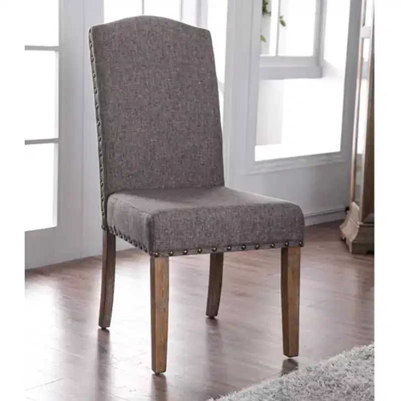 Set of 2 Silva Cushioned Wood Dining Chair Gray - HOMES: Inside + Out: Nailhead Trim, Polyester Upholstery