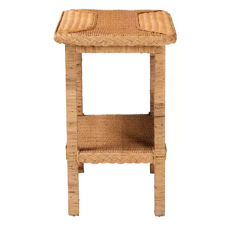 bali & pari Minahasa Braided Rattan Side Table Light Honey