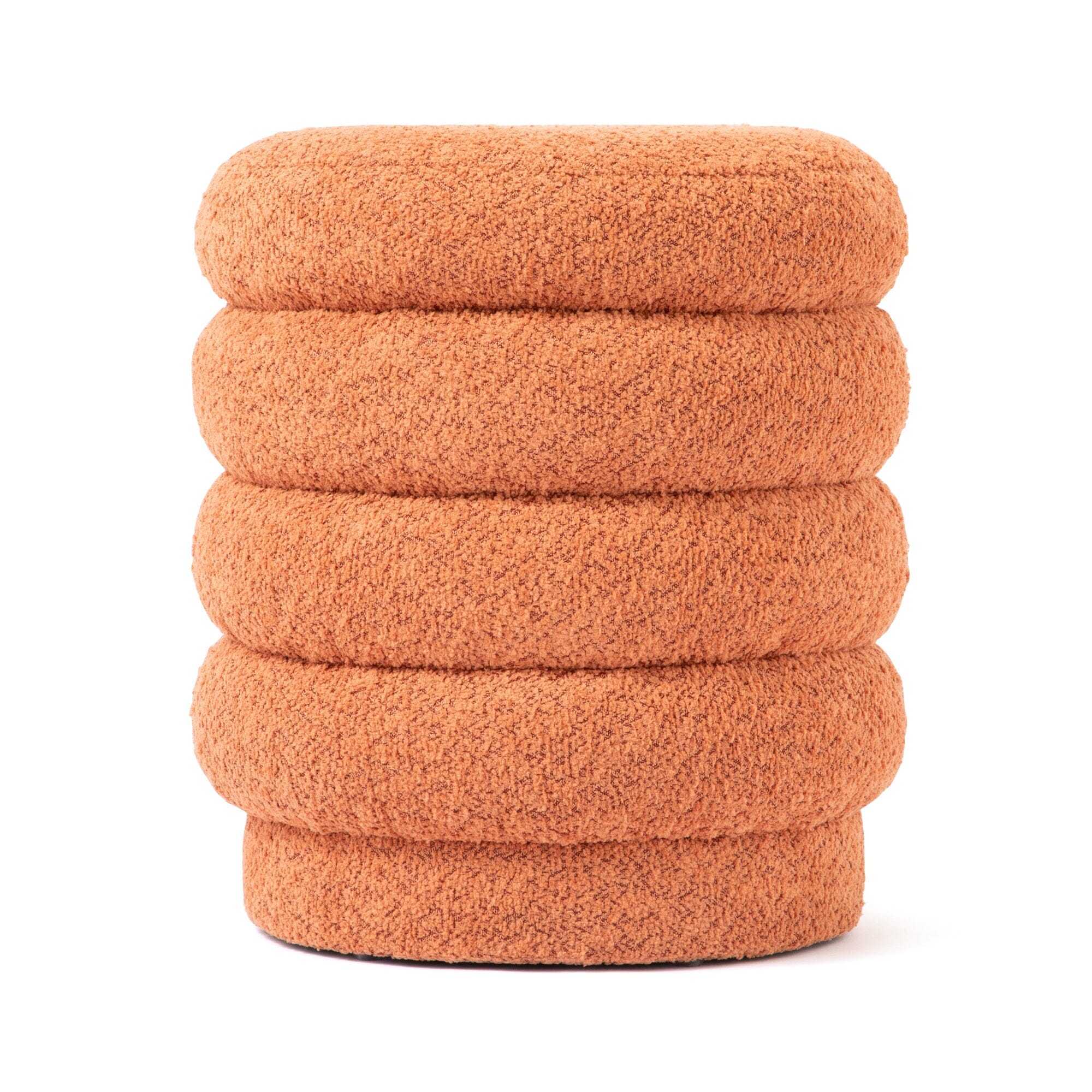 Orange Upholstered Square Accent Stool
