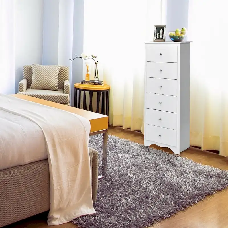 Gymax 6 Drawer Chest Dresser Clothes Storage Bedroom Tall Furniture