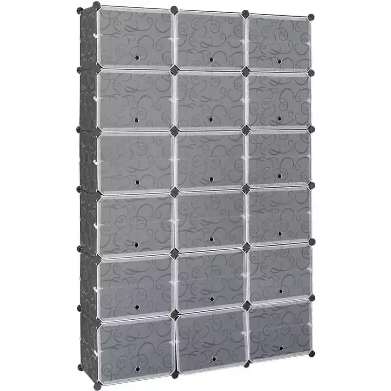 12 Tier Shoe Rack Organizer, Expandable Modular Plastic Shoe Cabinet with Doors, Large Entryway Storage