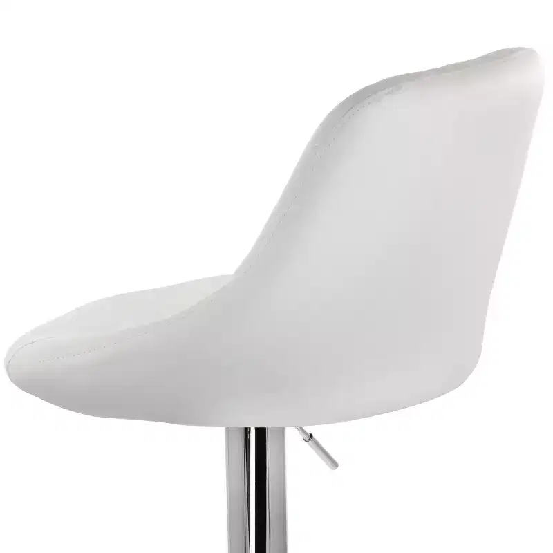 Elama 2 Piece Diamond Stitched Faux Leather Bar Stool in Black with Chrome Base and Adjustable Height
