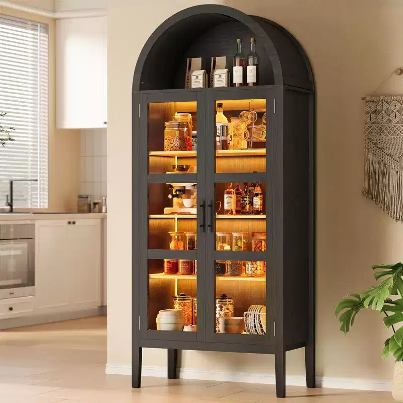 Storage Cabinet, Black/White, Arched Style, Single, 71