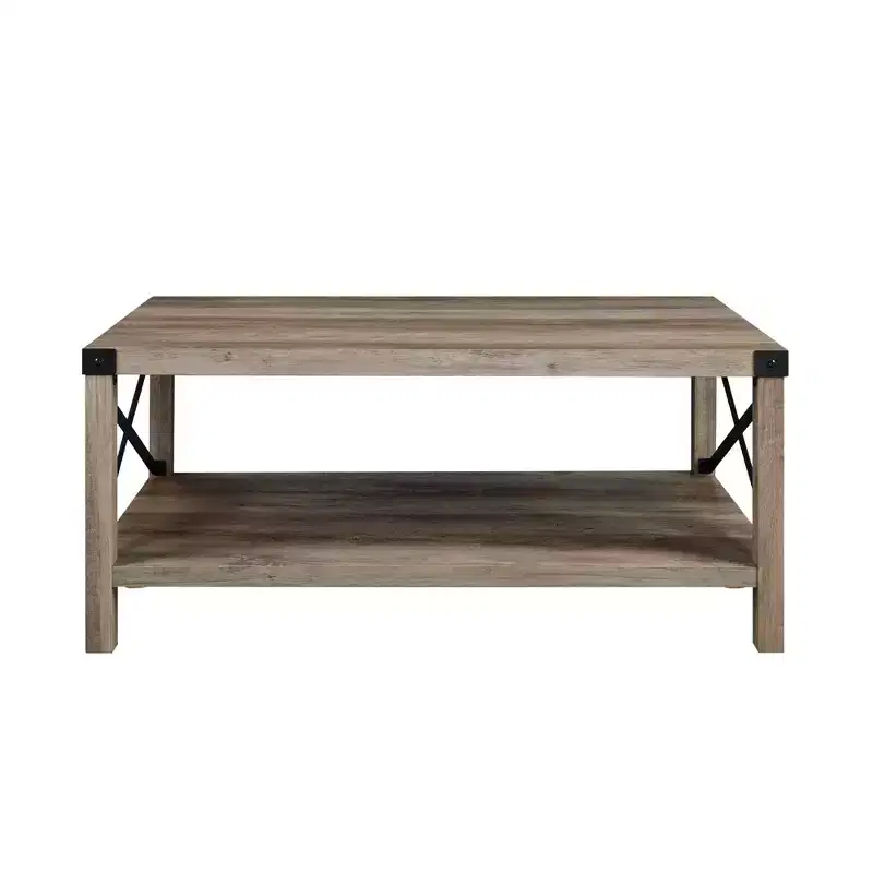 Farmhouse Metal-X Coffee Table with Lower Shelf