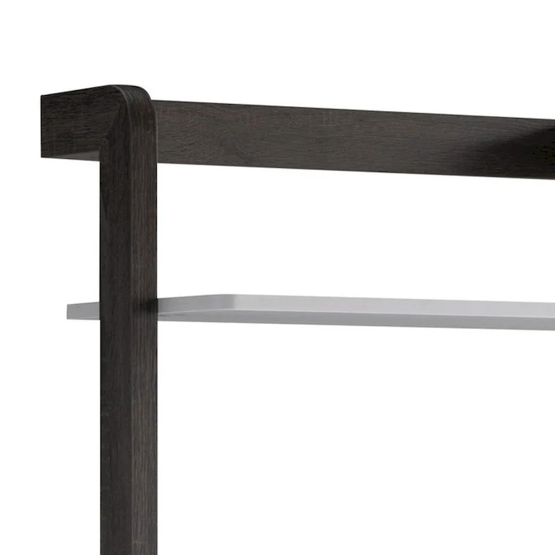 65 Inch Modern Display Cabinet with 4 Shelves and Drawer - Distressed Gray