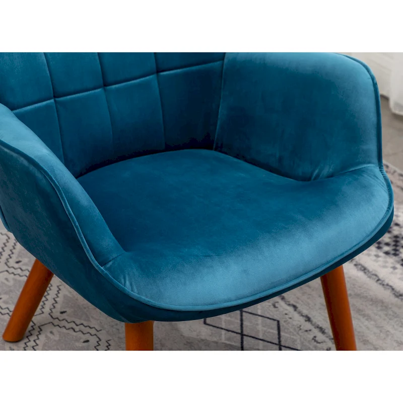 Carson Carrington Aasen Silky Velvet Tufted Accent Chair with Ottoman