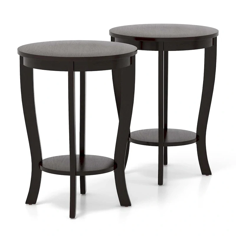 2-Tier Round Side Table Set of 2, 18