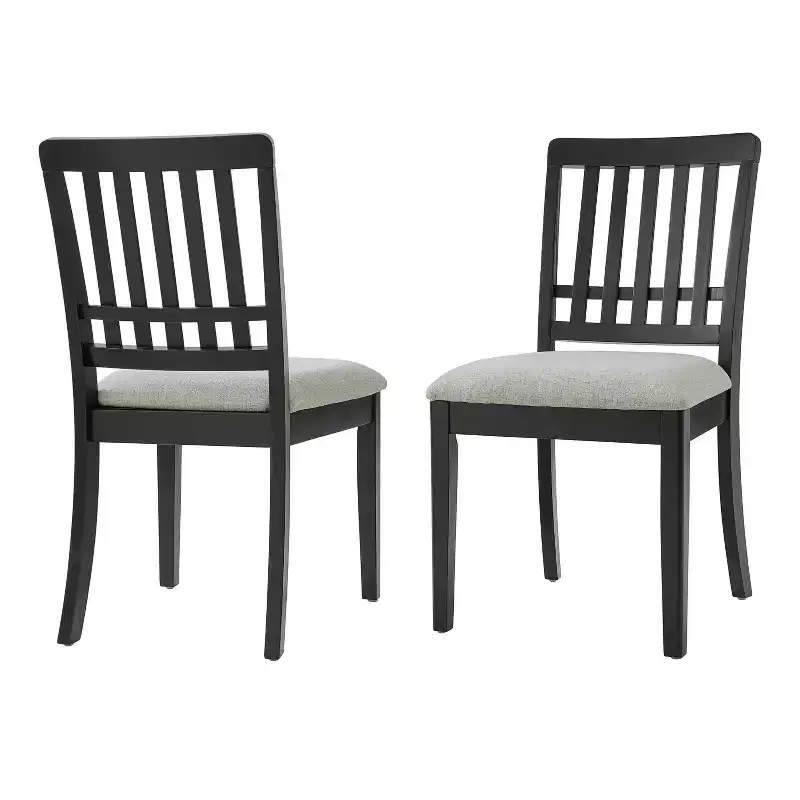 2-Piece Dining Chairs with Curved Wood Backrest and Gray Fabric Seat