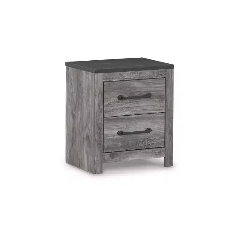 Contemporary 2-Drawer Nightstand – Dark Gray Two-Tone Finish