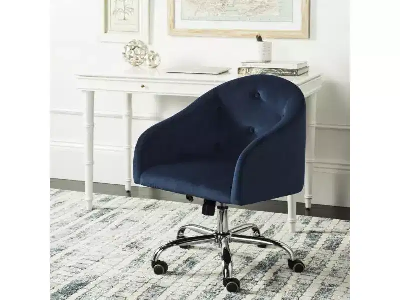 Amy Tufted Swivel Office Chair - Height Adjustable - OCH4500 - Navy/Chrome - Safavieh