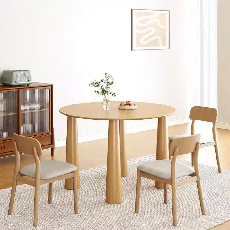 PexFix 45 Round Dining Table Kitchen Table for 4 with Arc-Shaped Edge Top and 4 Tapered Legs for Living Room Dining Room Coffee Office Sturdy Natural