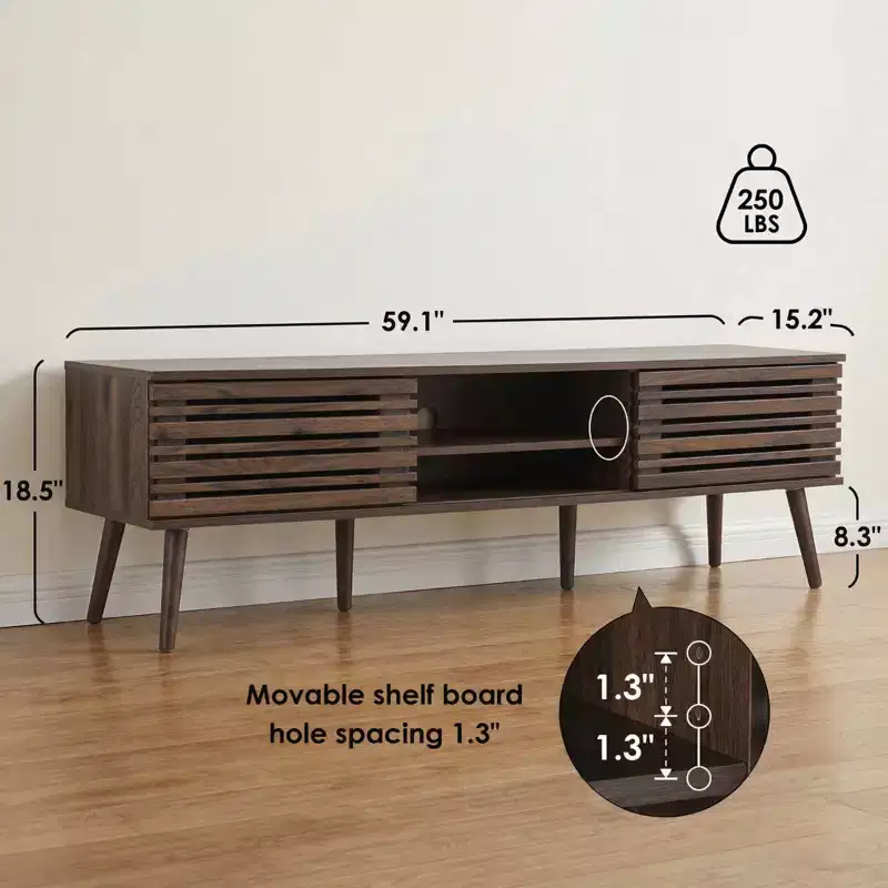 JVNOXK Medieval-inspired modern TV stand, suitable for TVs under 70 inches, featuring storage compartments Wood-grain TV stand, for the living room