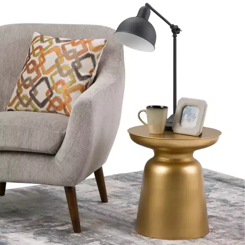 Round Metal Accent Side Table – Silver / Gold / Antique Copper / Gold-Black Ombré – 1 Piece