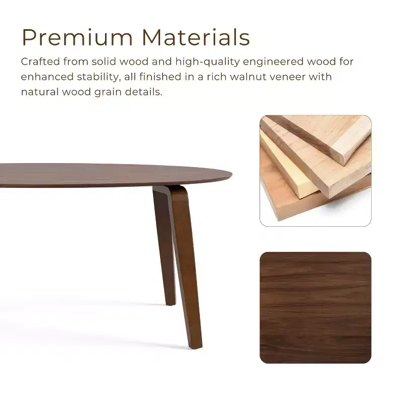 HOMES: Inside + Out 71" Sandy Cove Mid-Century Modern Oval Dining Table Walnut