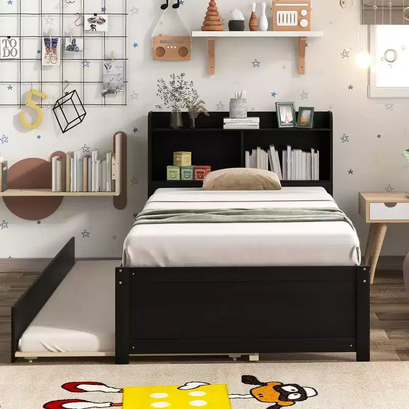 Twin Bed Frame Under-Bed Storage No Box Spring Needed Noise-Free Design
