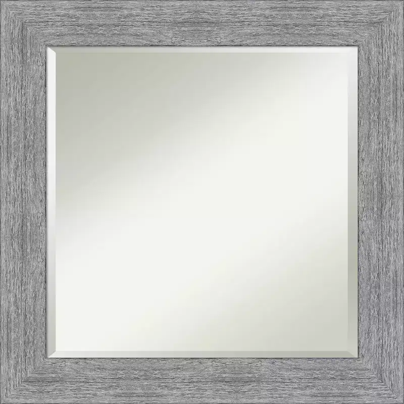 25 x 25 Bark Rustic Framed Wall Mirror Gray - Amanti Art: Square Beveled, Entryway Decor, No Assembly Required