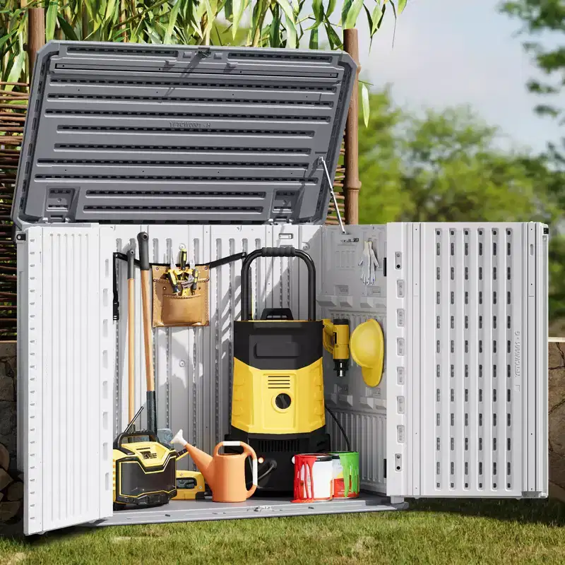 Outdoor Storage Cabinet, Waterproof Outdoor Resin Storage Box, for Garbage Cans