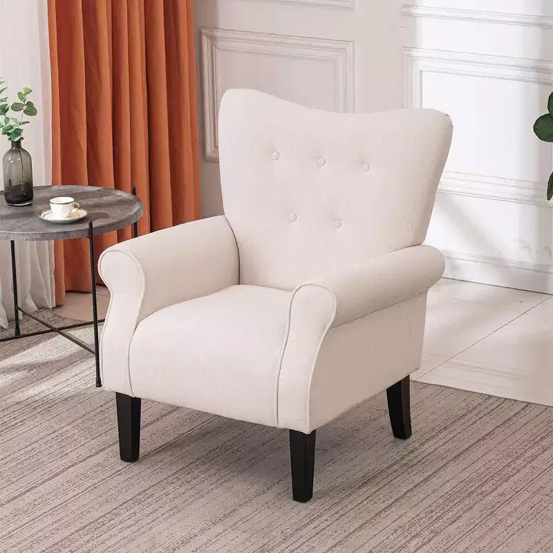 Erommy Mid Century Velvet Tufted Armchair, High Back Accent Chair
