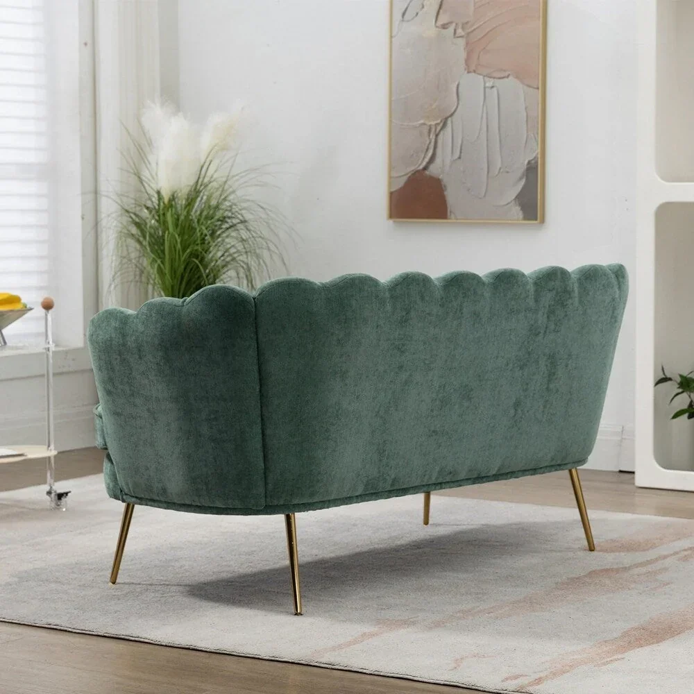 Small Mini Room Couch Two-Seater Sofa with Gold Metal Leg - 2 Seat