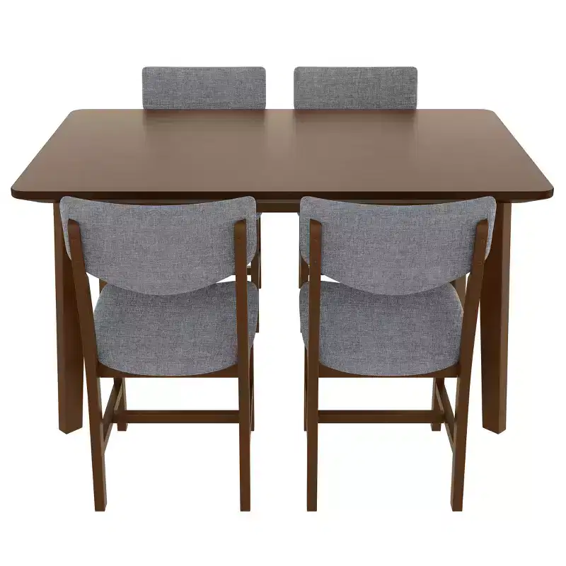 5-Piece Rustic Dining Set with Wood Table and 4 Upholstered Chairs in Espresso