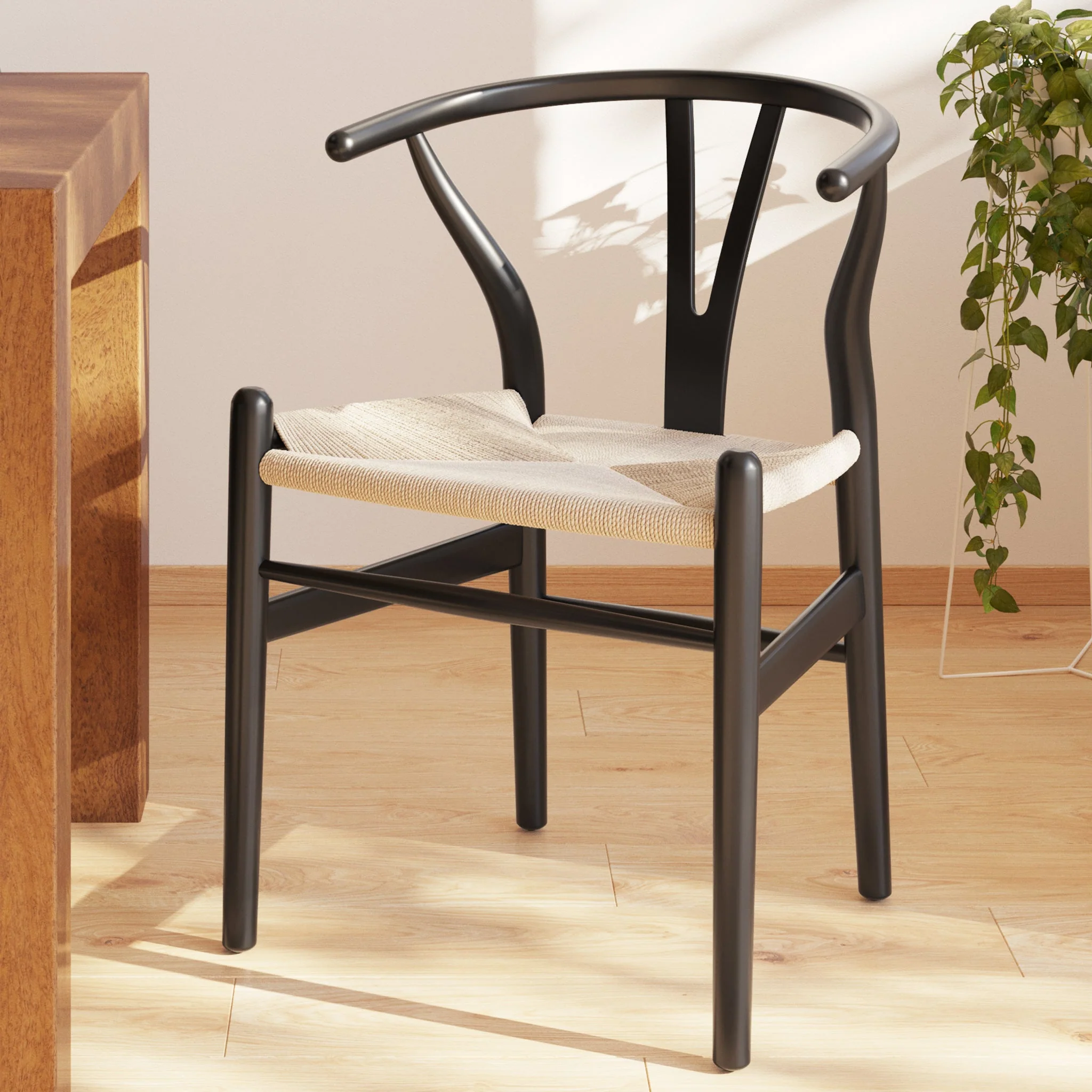 Mid-Century Modern Black Chair | Black with Kiln-Dried Wood Frame