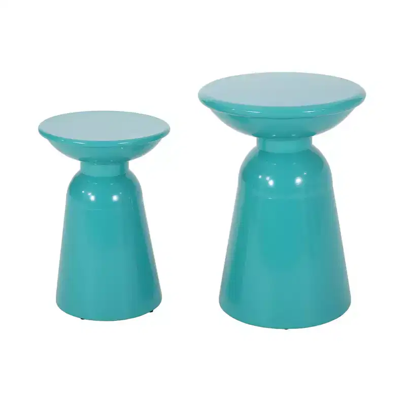 Circular Coffee Table, Side Table Set Of 2, Stable Pedestal, For Living Room, Bedroom