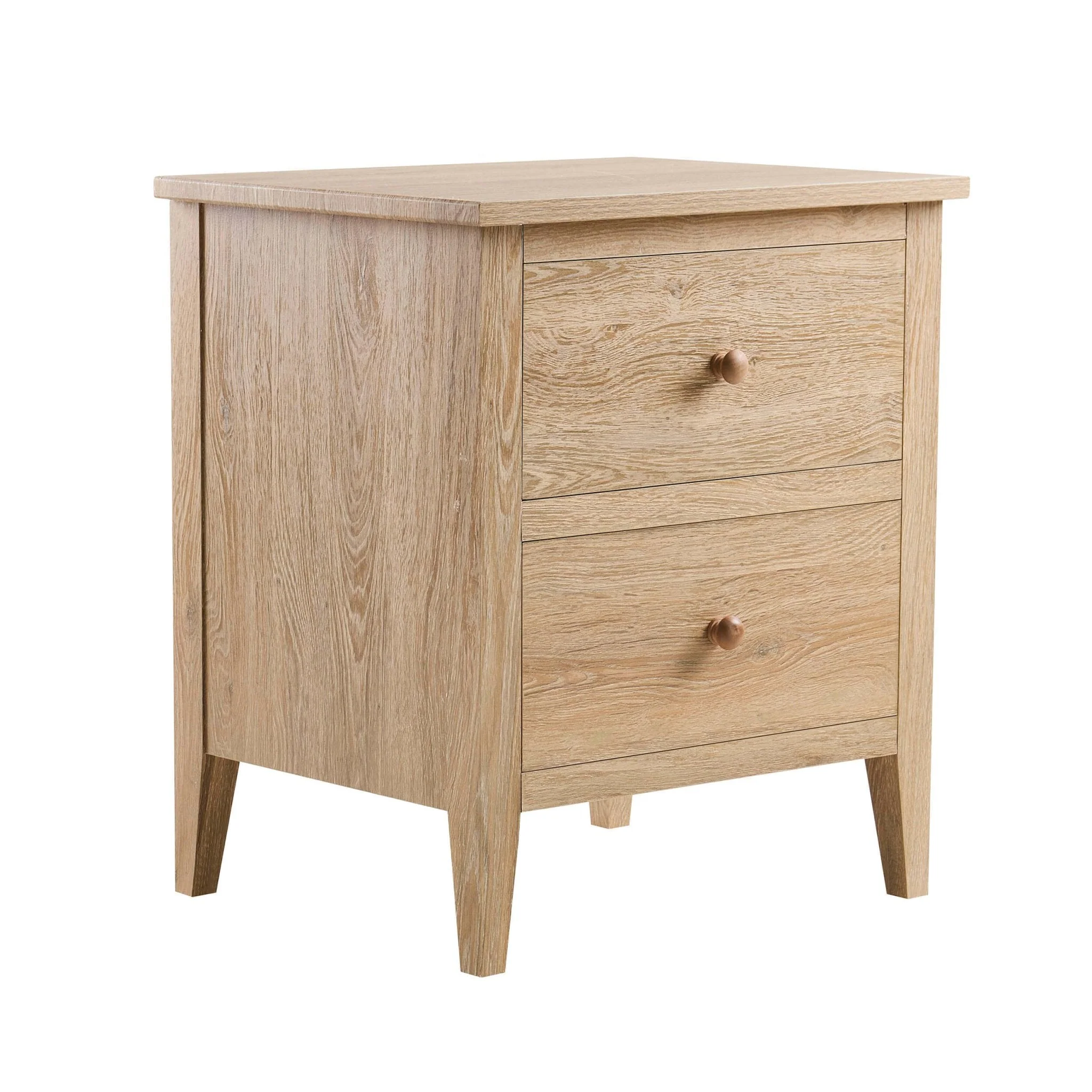 2 Drawer Bedside Table - Light Wood