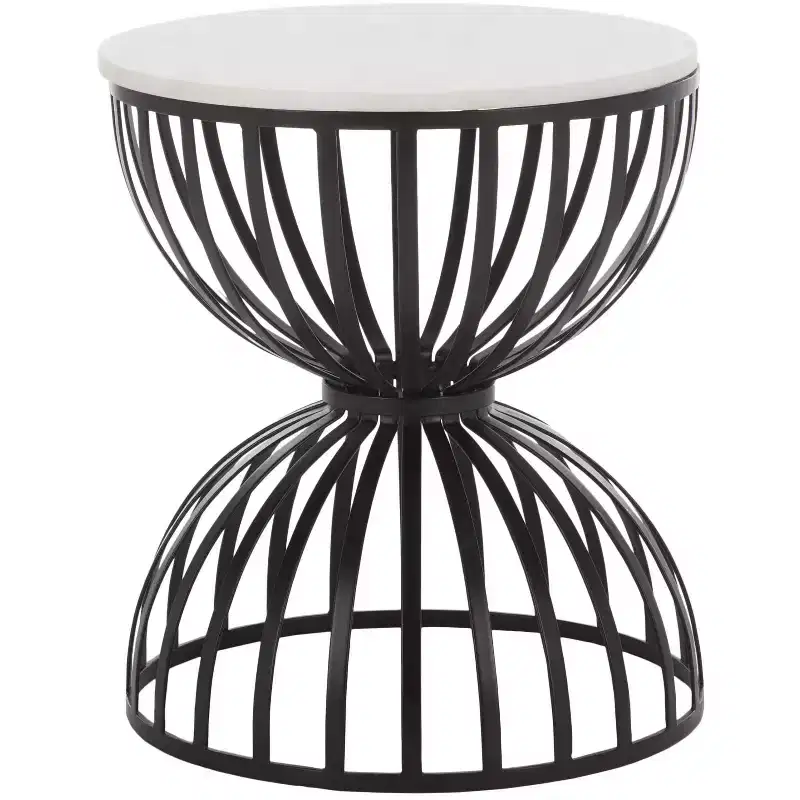 Tissaia Round Accent Table - ACC4616A - White Marble/Black - Safavieh