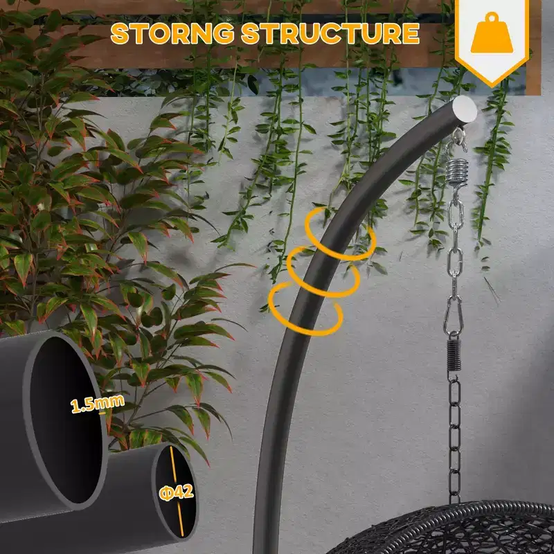 Hanging Hammock Chair Stand with Round Base, 40.2 x 76.8, Black