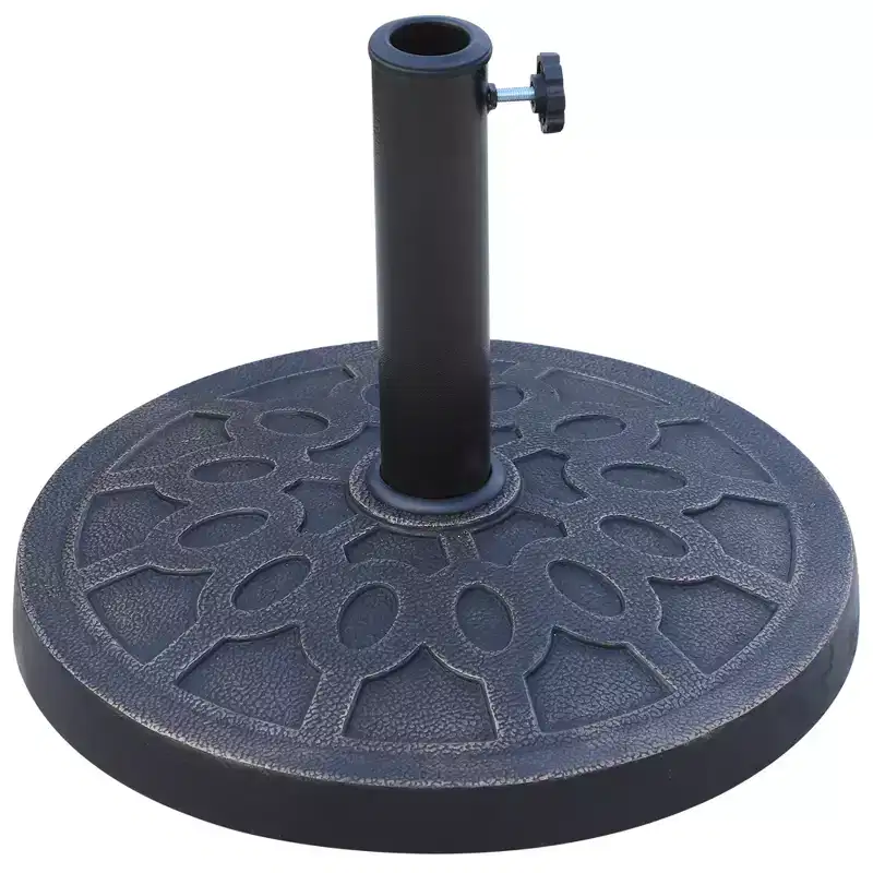 18 Round Resin Umbrella Base Stand, 26 lbs Market Parasol Holder with Decorative Pattern, Easy Setup
