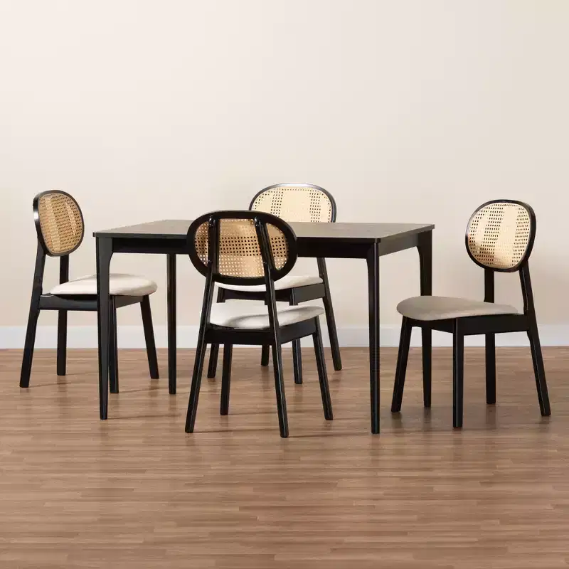 Baxton Studio Darrion Mid-Century Modern Wood 5-Piece Dining Set