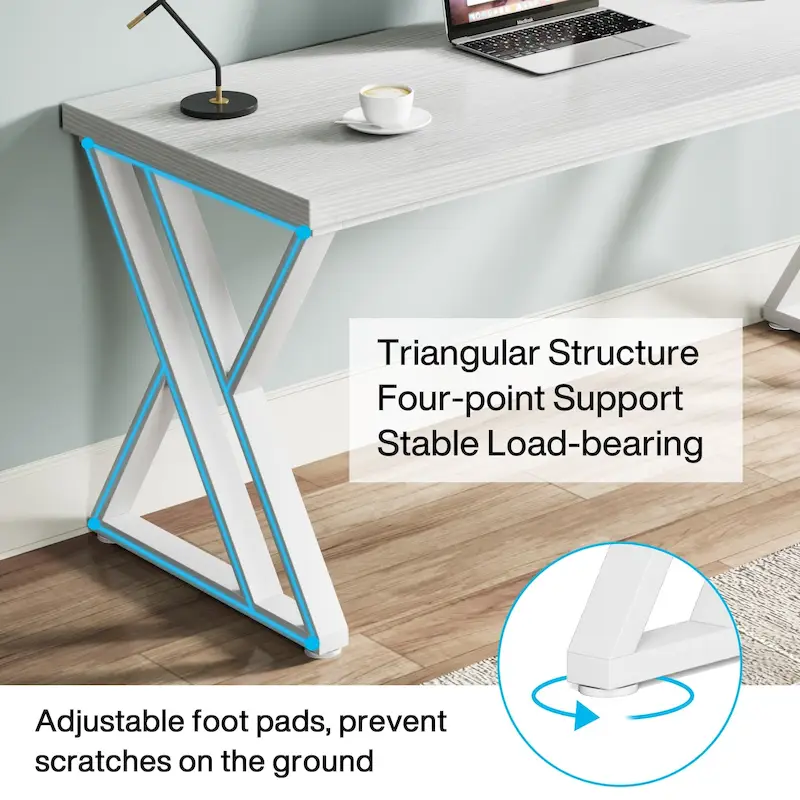55-Inch Computer Desk with Z-Shape Metal Legs