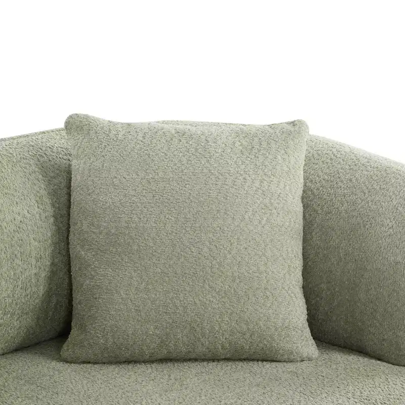 Christopher Knight Home Jose 82 " Set of 2 Rubberwood Boucle Upholstered 3 Seater Curved Sofa with Pillows Light Green