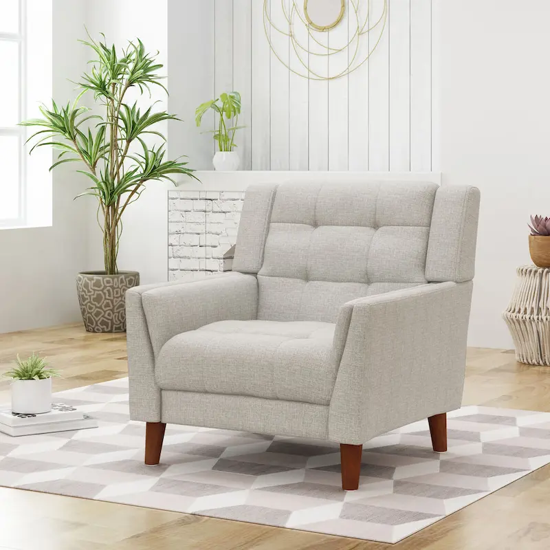 Upholstered Armchair with Tufted Back