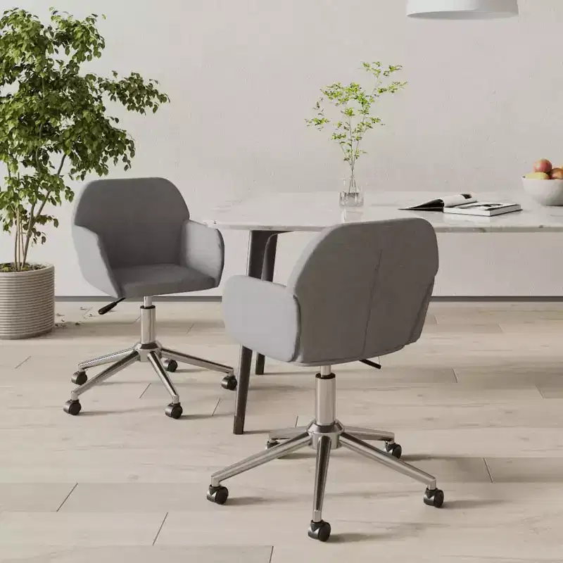 vidaXL Swivel Dining Chairs 2 pcs Light Gray Fabric