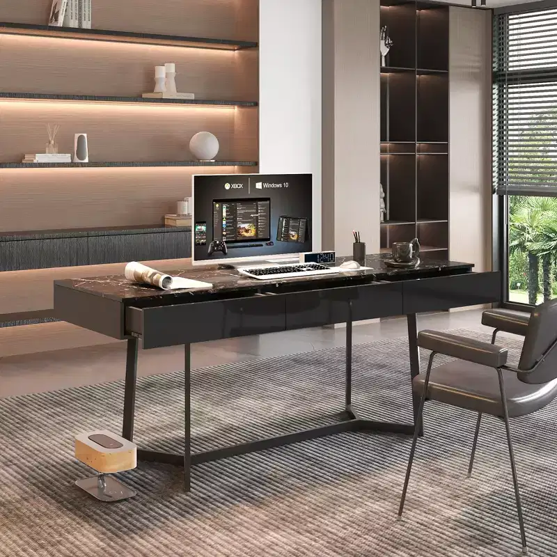 GDFStudio Fairmont Modern Office Desk with 3 Drawers