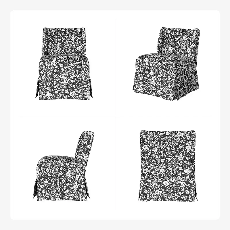 Fabrizius Transitional Upholstered Slipper Chair with Washable Slipcover and Solid Wood Legs | HULALA HOME
