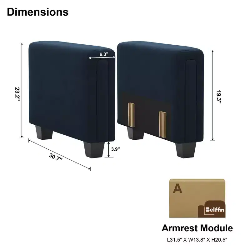 Belffin Modular Velvet Tufted Armrest Pair