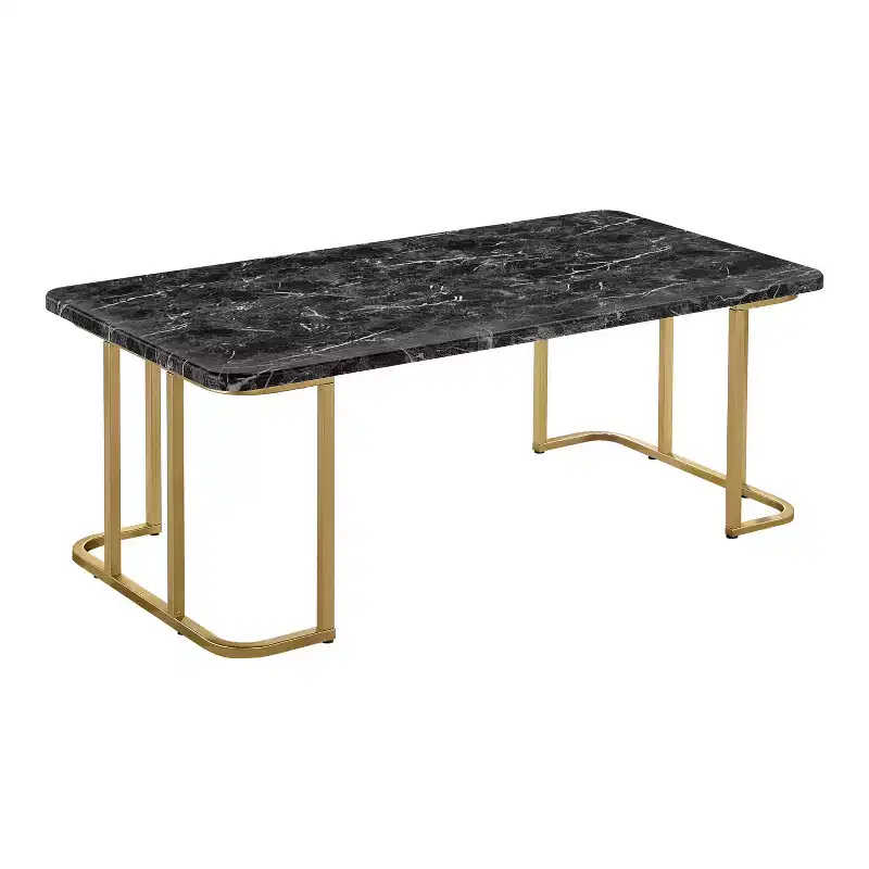 Trillick Faux Marble Top Coffee Table Gold/Black - miBasics: Mid-Century Modern, Steel Frame, Rectangle, 75 lb Capacity
