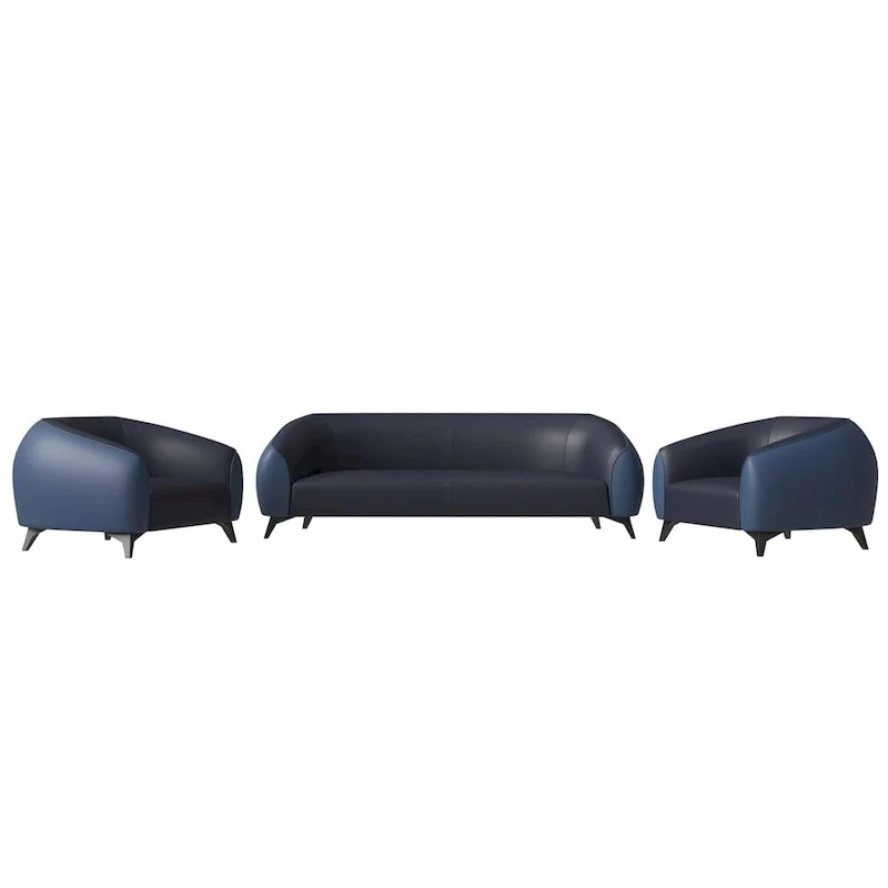 3-Piece Sofa Set Upholstered PU Leather with Solid Wood Frame and Steel Legs Opula Series by LeisureMod