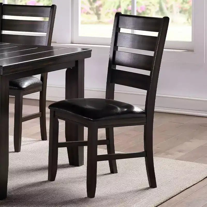 23 Urbana Dining Chair Black PU and Espresso - Acme Furniture: Set of 2, Armless, Linen Upholstery