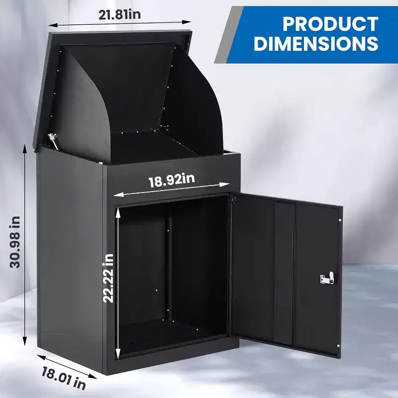 Extra Large Lockable Outdoor Parcel Drop Box  Galvanized Steel, Waterproof & Anti-Theft Storage for Porch, Yard, Garden, Patio, or Curbside