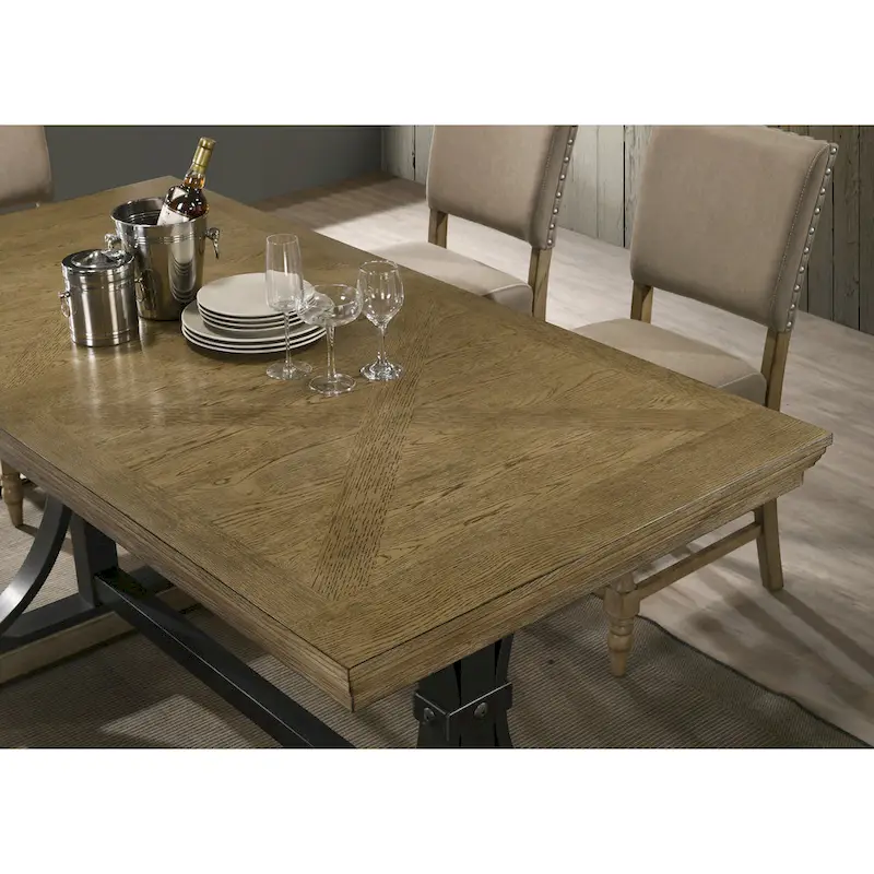 Roundhill Furniture Birmingham 6-piece Driftwood Finish Table with Nail Head Chairs Counter Height Dining Set